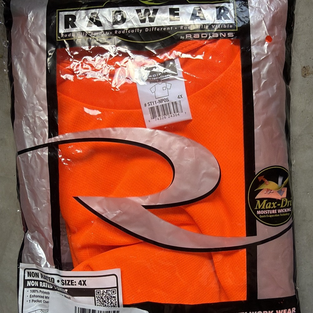 Radians ST11-NPOS-4X Non-Rated Short Sleeve 4X Hi-Vis T-Shirt with Max-Dri - Picture 6 of 7